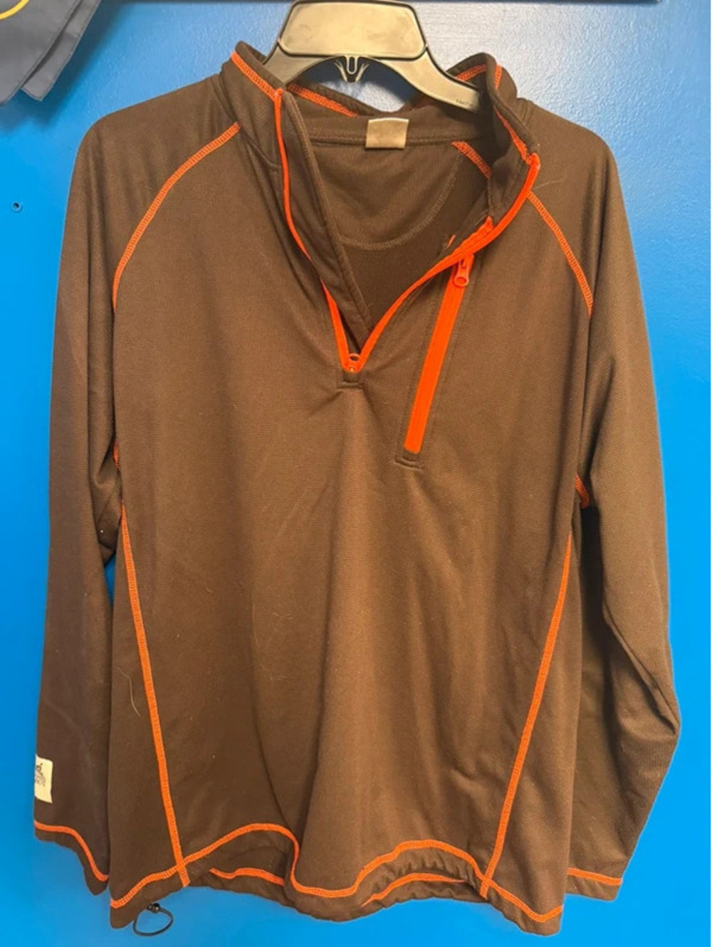 Pheasants Forever Brown & Blaze Orange Quarter Zip Pullover Size Large